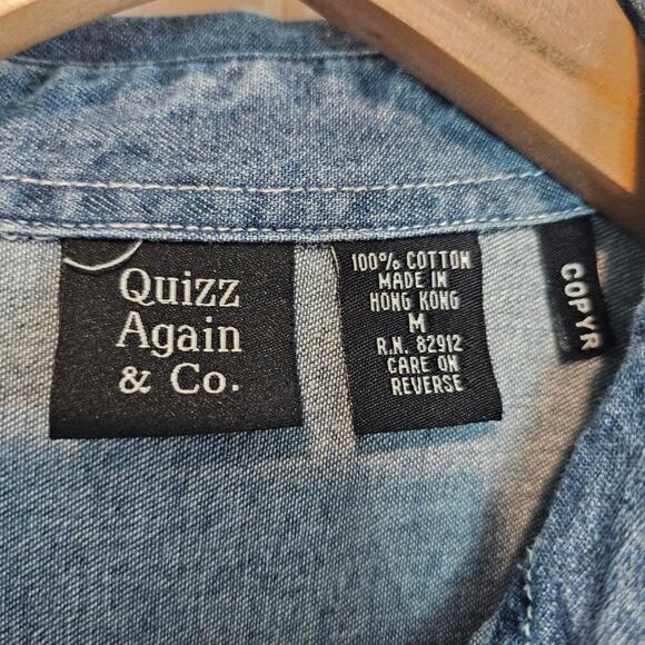 Vintage Noah's Ark Denim Blouse Women Medium 90s Button Animals Christian Bible - Picture 6 of 8